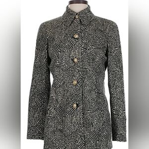 NWT Evan Picone Black/ Tan Swirl Blazer with pockets. Blk Silk Lining Petite Med